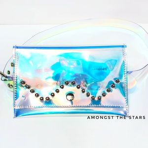 Iridescent Clear Studded Festival Waist Belt Bag